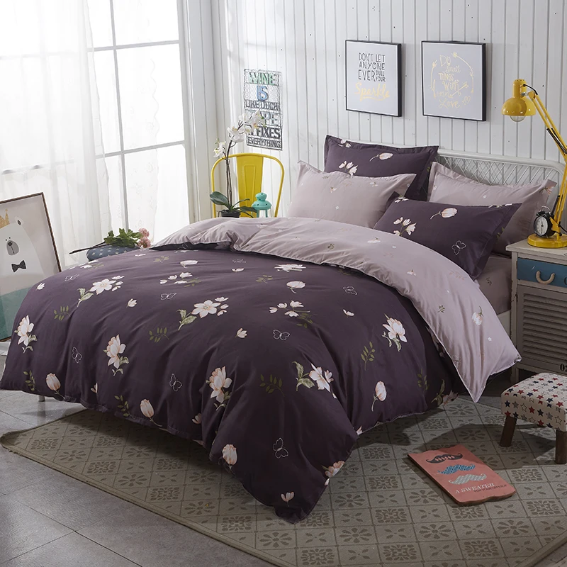

Retro style White Black Bed sheet 3D Bedding Set twin full Queen King Size 3/4pcs Flowers plant Printed duvet cover set bedcloth
