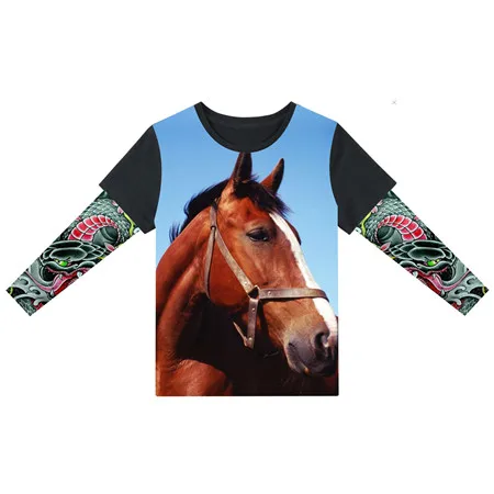 Г. Детская одежда футболка для мальчиков футболка с рисунком лошади для малышей, бренд, детская одежда с рукавами для девочек летняя детская одежда с татуировкой - Цвет: 19T 426