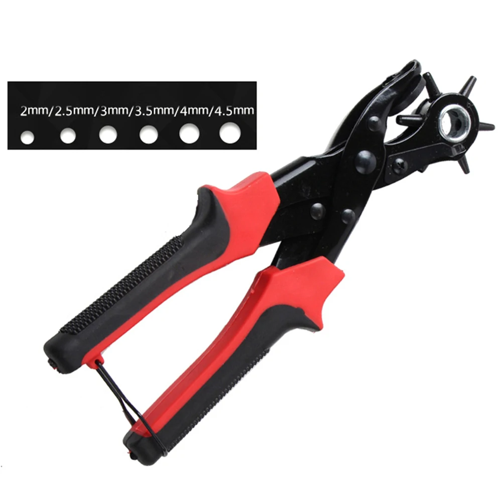 

2019 NewTop Quality Heavy Duty Strap Leather Hole Punch Hand Plier Belt Punch Revolving DIY Tools Making round/flat /oval holes