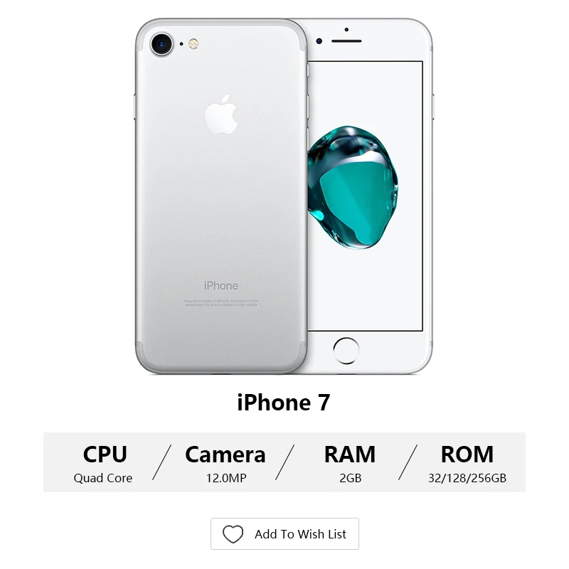 Разблокированный телефон Apple iphone 7 IOS 11 LTE wifi 4," дисплей 12.0мп камера четырехъядерный смартфон с отпечатком пальца iphone 7