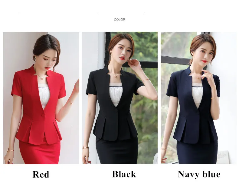 New fashion blazer women professional formal short sleeve slim jacket office ladies business work wear coat