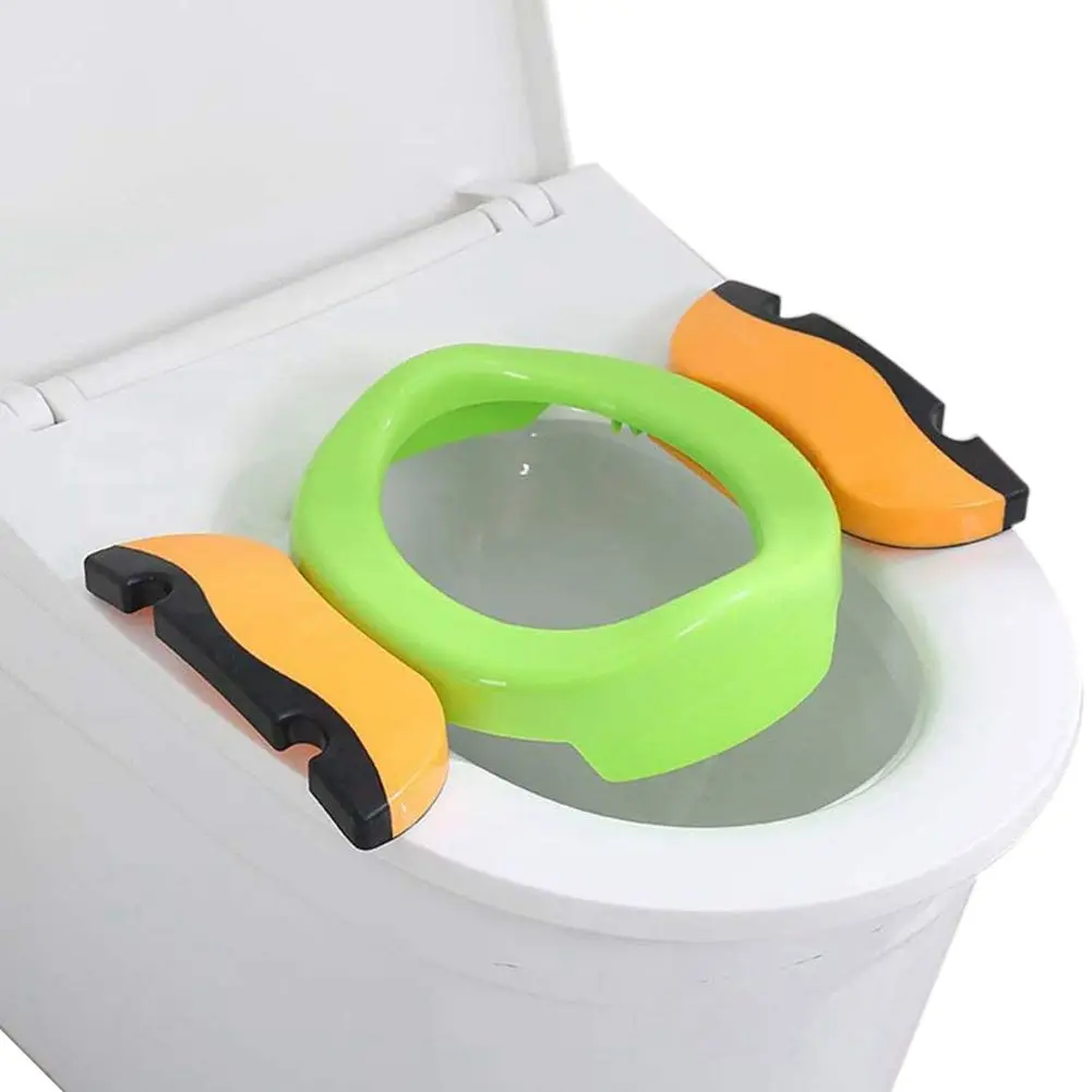 

Children Plastic Toilet Potties Seat Chamber Pots Kids Comfortable Portable Toilet Ring Baby Travel Potty Folding Chair green