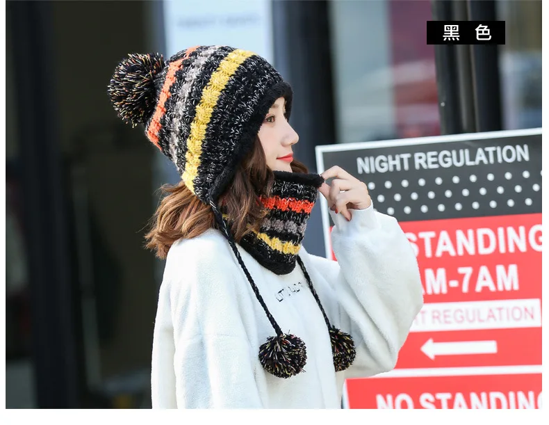 Зимняя женская вязаная шапка, шарф, набор, модная шерстяная утолщенная шапка, женская теплая шапка, шарф, набор, повседневные зимние шапки