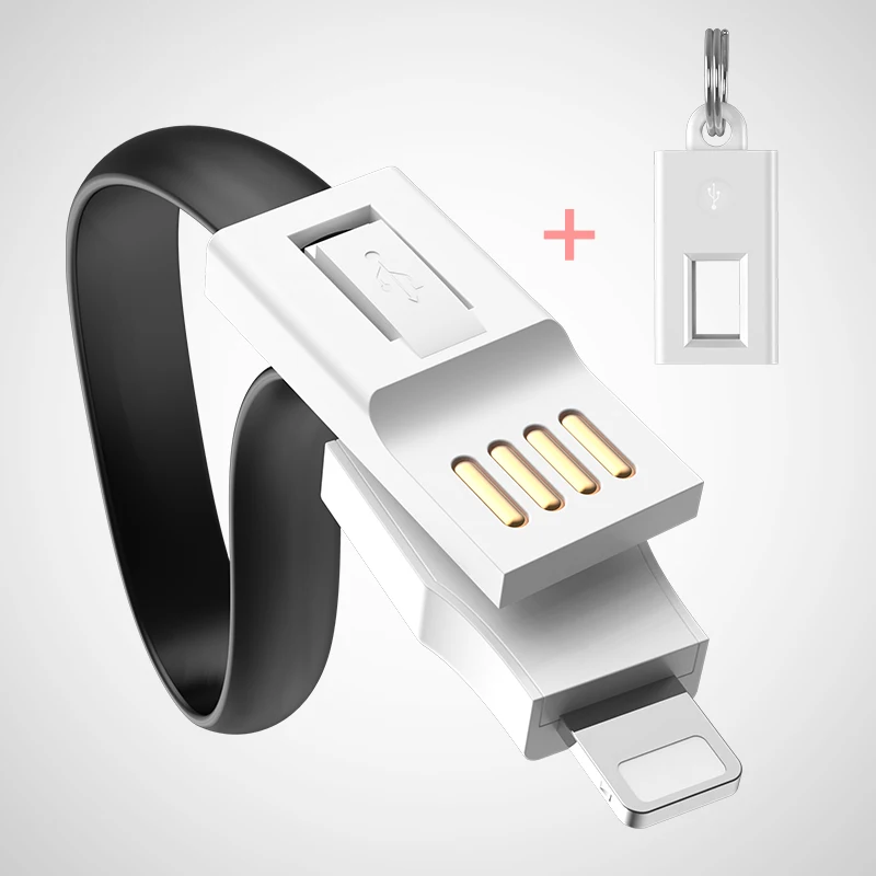 FLOVEME Keychain USB Cable for Mobile Phone Micro USB Type C Charger Cable for iPhone XS 7 Plus Portable Charging Sync Data Cord