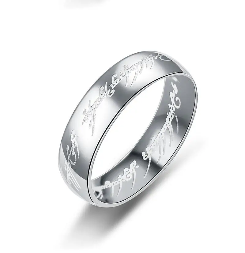 Обручальные кольца LOVER', волшебная буква, Властелин одного кольца, черное серебро золото, титановое кольцо из нержавеющей стали для мужчин и женщин wj229