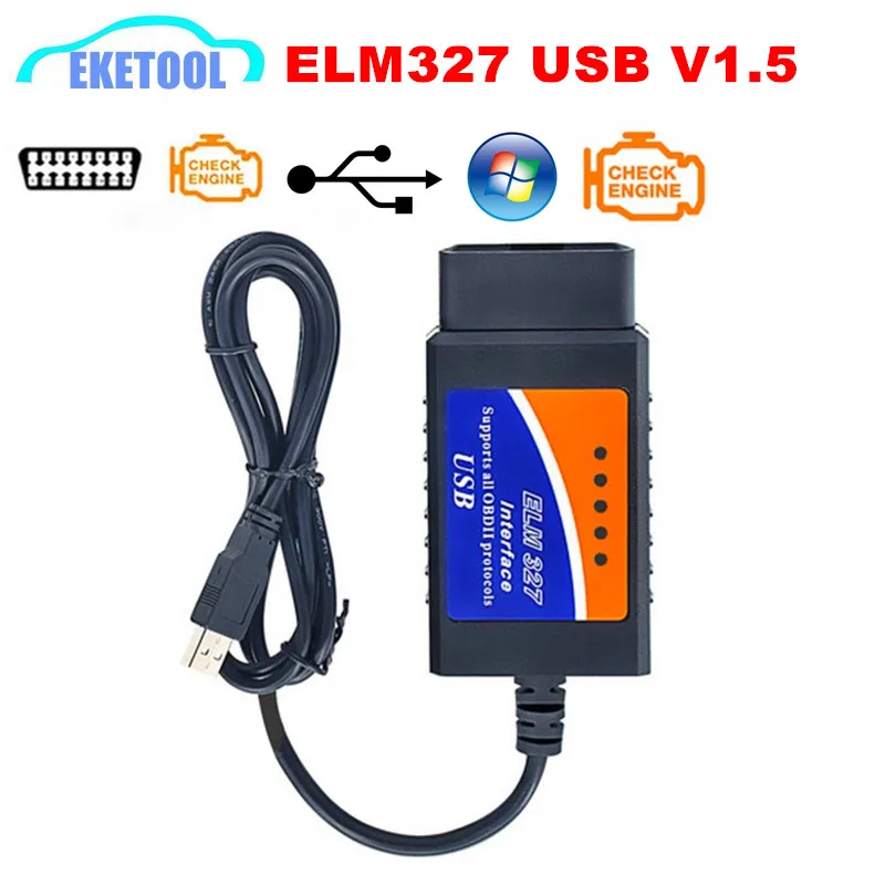 Автомобильный диагностический USB кабель ELM327 V1.5 интерфейс поддерживает все