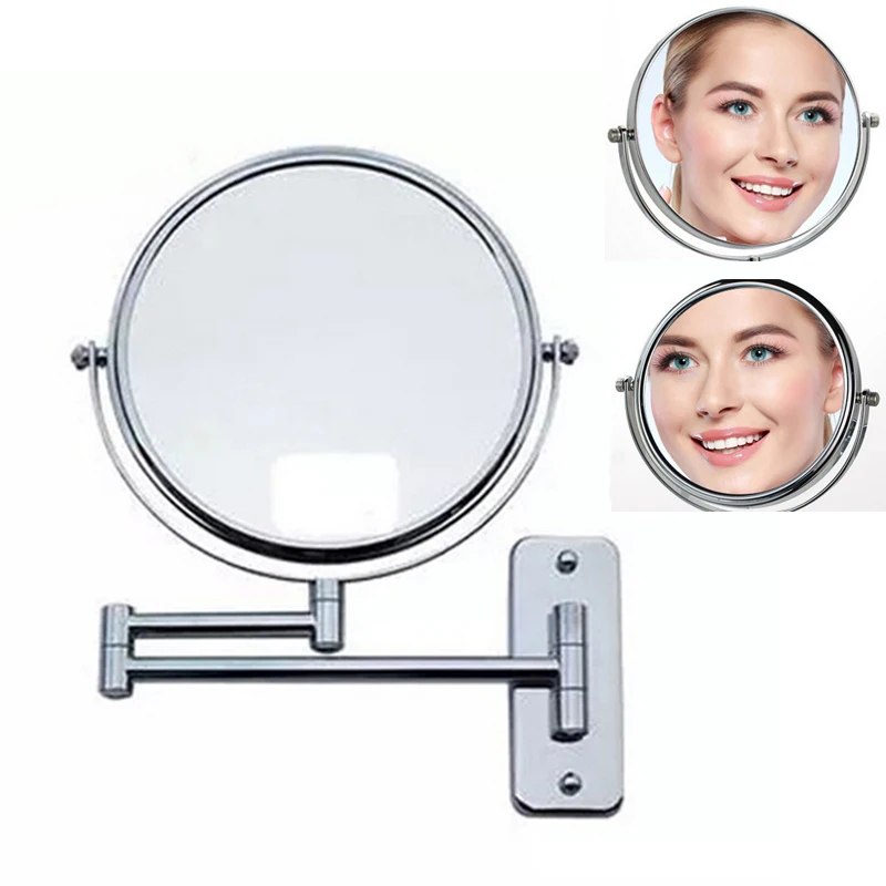 

6 7 8 Inch Wall Mounted Round Mirror 2-Face Metal Mirror 3X Magnifying Cosmetic Mirror Free Shipping