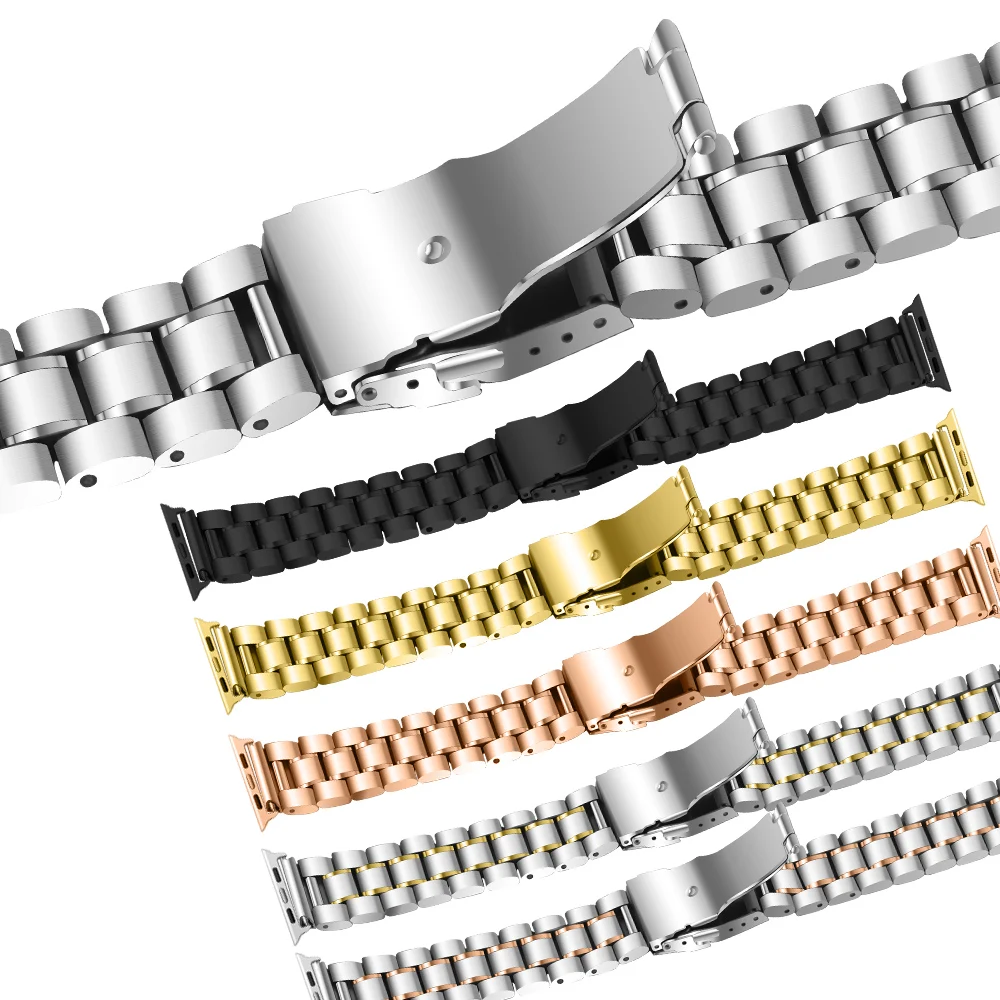 Для Apple Watch band 4 42 мм/38 мм 3 iwatch band 44 мм/40 мм нержавеющая сталь correa link Браслеты Аксессуары 2 1 черный Silve