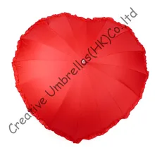 16 Золотое сердце зонтики определенной формы, прямая алюминиевая umbrellas.16mm алюминиевым валом и 3,0 мм ребра из стекловолокна, открытый, Свадебный зонтик