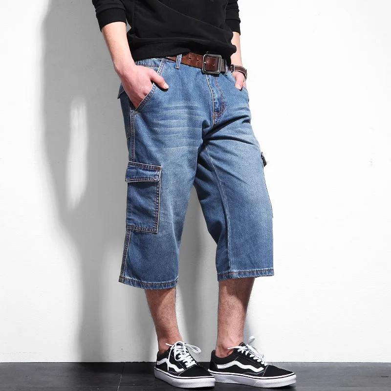 Large Men'S Loose Tide Fashion Jeans 2019 Summer Calf Length Mens Denim
