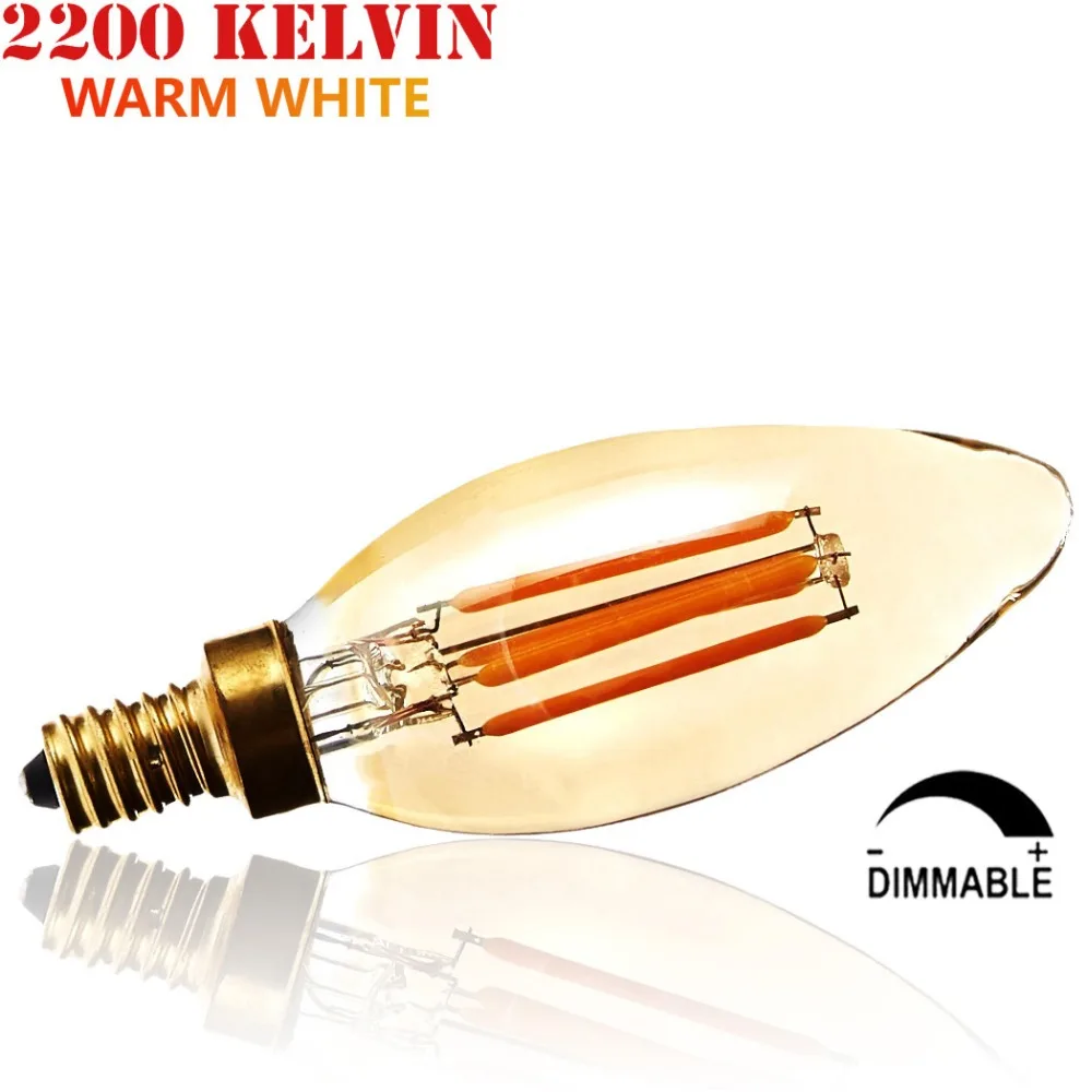 

15W 25W 35W Incandescent Equal 220V 230V 240V Dimmable 2W 4W 6W C35 Torpedo/B35 E14 Small LED Candle Filament Edison Light Bulb