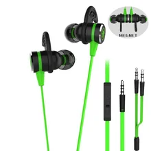 Buy In-ear Earphone With Microphone Wired Magnetic Gaming Headset gamer Stereo Bass Earbuds sport earphones for computer and phone