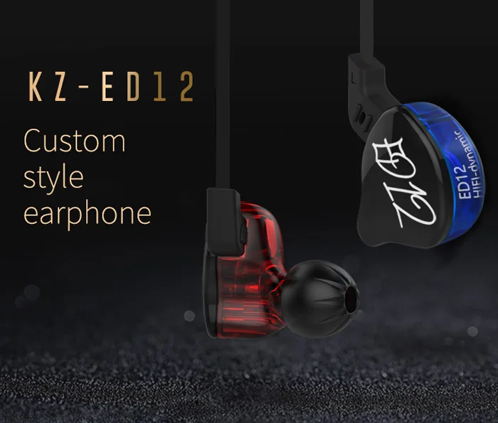 Плотным верхним ворсом KZ ED12 Hi-Fi гарнитура Музыка Спорт Наушники плотно прилегающие к уху, Шум снижение на шнуре Управление Hands-free звонков шумоизолирующие наушники