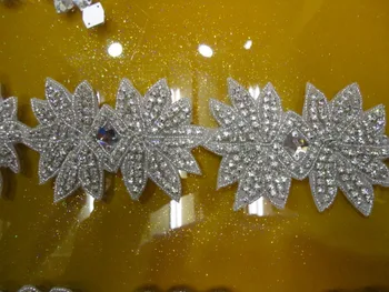 

Free shipping Crystal Applique bridal sash applique Sew On Rhinestone appliques for headbands