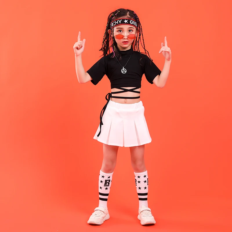 Summer baby girls clothing set 6 8 10 12 14 16 18 T cheerleader costume Girlhip hip hop dance costumes kids girls boutique outfits (3)