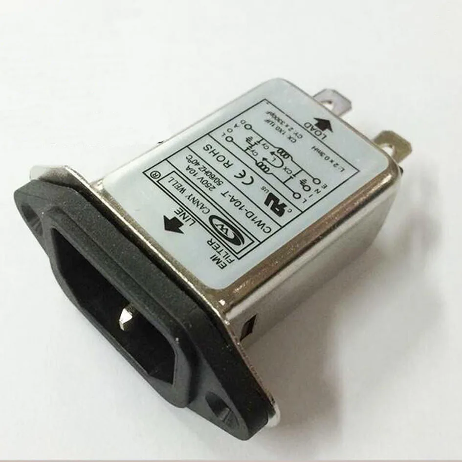 1pc General Purpose AC Power EMI Noise Filter 10 Amp 110V 115V 220V