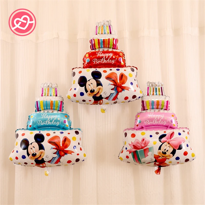 Mini Minnie Mickey Gateau En Aluminium Ballon Enfants Jouets Parti Joyeux Anniversaire Decoratif Ballon Bebe Douche Decor Approvisionnement D Eau Chaude Vente Aliexpress