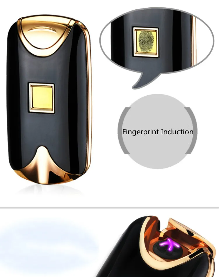 Интеллектуальная USB дуговая Зажигалка двойная огненная дуговая Зажигалка Индукционная зарядка отпечатков пальцев металлическая ветрозащитная без газа для курильщиков, сигареты в подарок