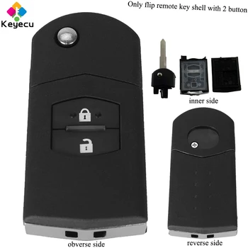 

KEYECU 10PCS/Lot Replacement Flip Remote Key Shell - 2/ 3 Buttons & Uncut Blade- FOB for Mazda 3 5 6 - Only Remote Key Shell