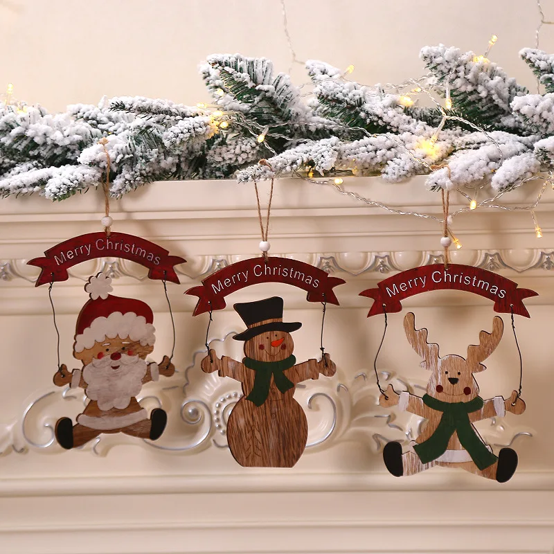 

Christmas decoration door hanging door knocker Christmas tree pendant holiday Christmas decoration wooden plate pendant