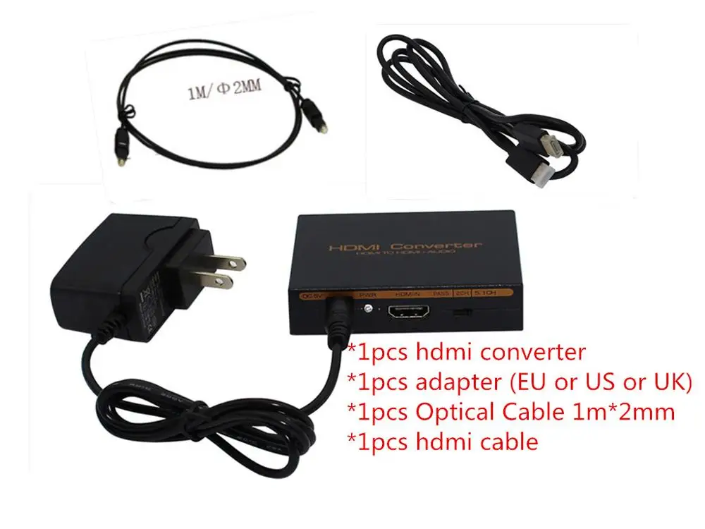 1080P HDMI в HDMI Оптический SPDIF Suppport 5,1+ RCA L/R аудио видео экстрактор конвертер сплиттер адаптер - Цвет: 1m2mm hdmi