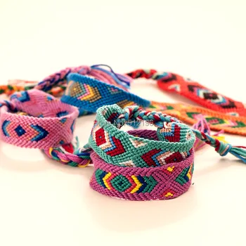 

ABL0253(20), 2cm Wide Retro Handmade Nepal Geneva Brazilian Multicolor String Cord Woven Braided Friendship Bracelets