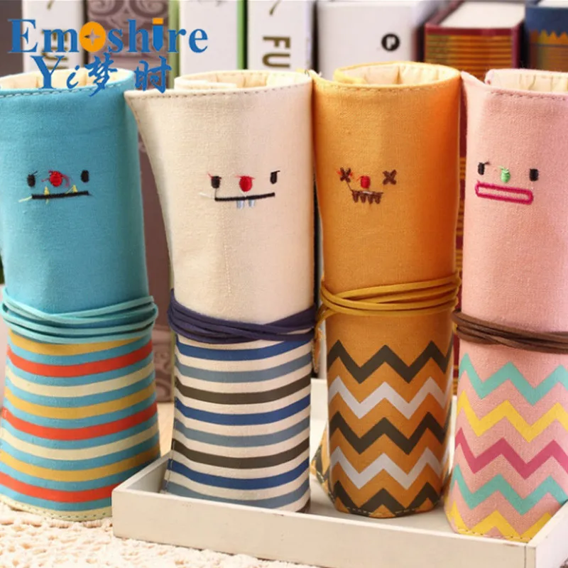 Emoishire Factory direct South Korea stationery fashion smiley volume curling pen bag canvas student creative pencil case wholesale (1)