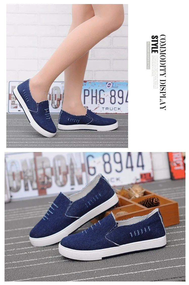 2017 Summer 35-44 Women Casual Lovers Shoes Secant Denim Slip-On Solid Breathable Comfortable Wear resistant  platform shoe 141 (2)