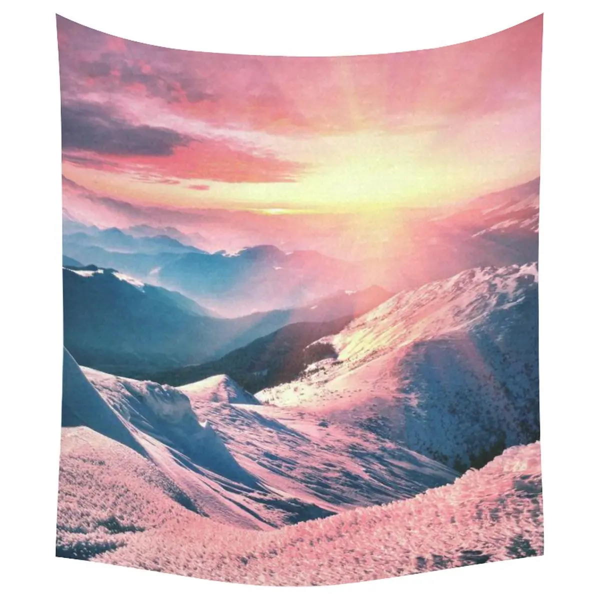 Snow Mountain Landscape Home Decor Tapestries Wall Art,Sunrise Morning Glow Tapestry Wall