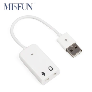 3D Hot Sale White 2.0 Virtual 7.1 Channel External USB Audio Sound Card Adapter Sound Cards For Laptop PC Mac With Cable