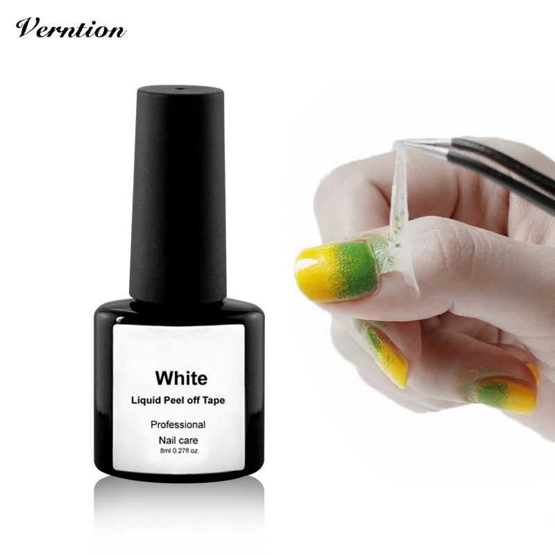 Verntion White Pink Peel Off Nail Liquid Base Coat Care Skin Defender