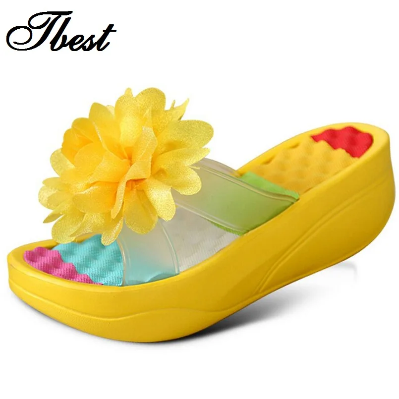 2016 new summer Women's Flip-Flop Sandals Platform flip flops slippers sandals swing wedges sandal women hole shoes plus size