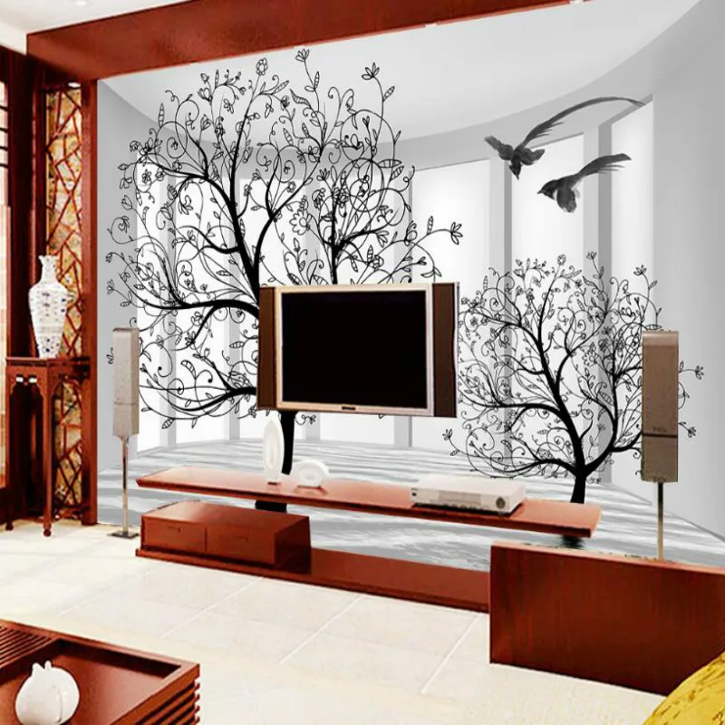 Abstract black and white tree background Wallpaper for
