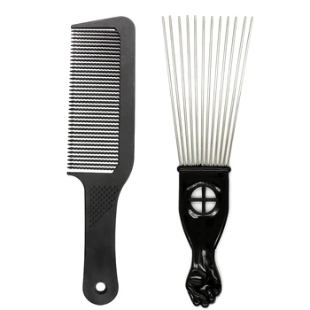 

Pro 2 Pieces Lot Anti Slide 3D Men Hair Trimming Comb Big Size Stainless Steel Afro Comb For Hairstyling Perfect Hair Comb Kits