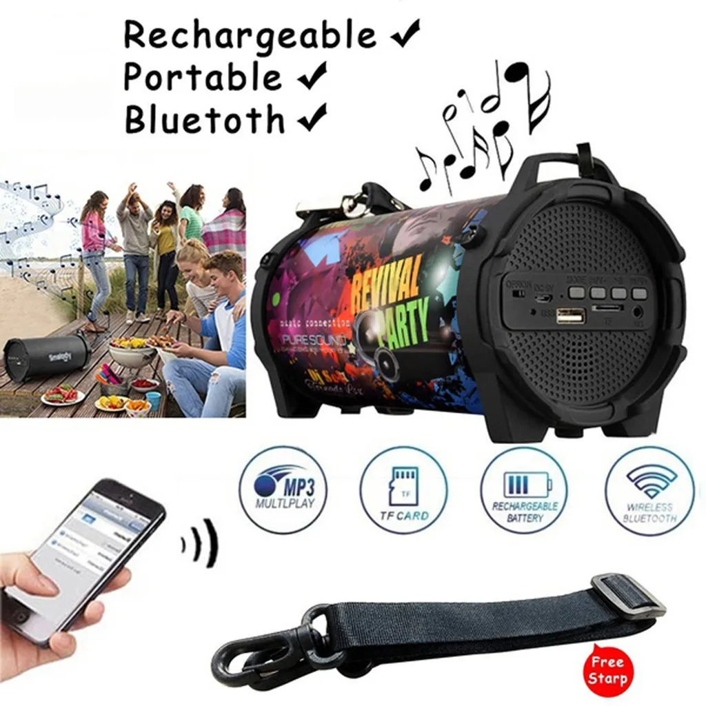 Bluetooth динамик портативный беспроводной динамик звуковая система беспроводной Bluetooth динамик открытый с ремешком для переноски встроенный USB# g4