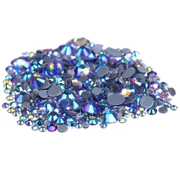 

1440pcs Black Diamond AB Crystals Glass Hot Fix Rhinestones For Clothing Decoration Garment Flat Back Iron On Rhinestone