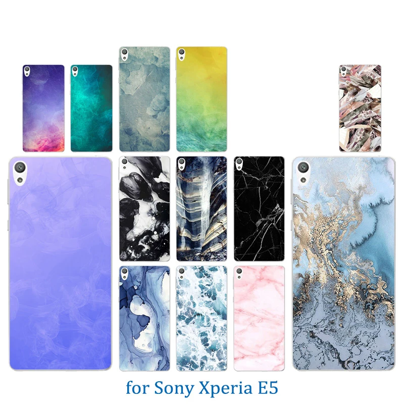 Цветной Мягкий силиконовый чехол с каменным узором для телефона Sony Xperia E5 E 5 F3311 F3313