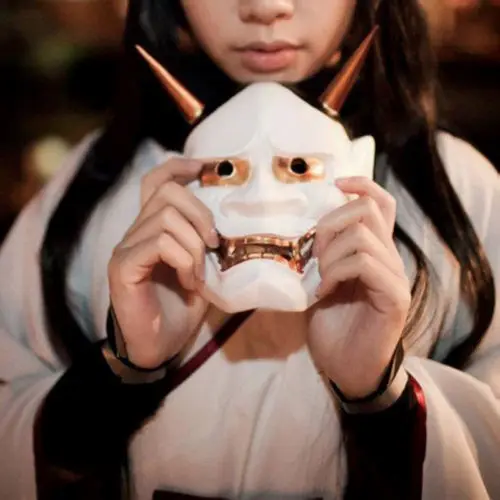 Vintage Japanese Buddhist Evil Oni Noh Hannya Mask Halloween Costume Horror Mask halloween mask,horror mask