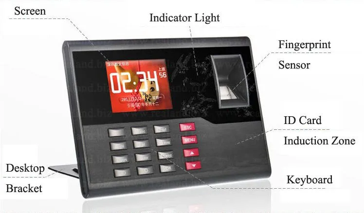 Биометрический отпечаток пальца время посещаемости TFT энергосберегающий рекордер часы системы записи RFID карты Бесплатная доставка