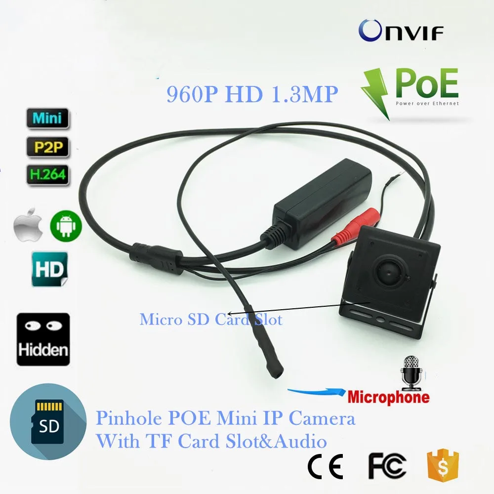 1.3MP HD Onvif Audio POE Mini IP Camera Micro SD TF Card Slot Network IP Cam Webcam For Home Support Andriod Iphone Surveillance