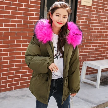 

Brie new woman big Faux fur collar short parkas down cotton jacket Winter Jacket Women thick Snow Wear Coat Lady Clothing Female