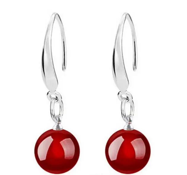 

Free Shipping >> 10 MM AAA RED AGATE RUBY SOLID STERLING SILVER HOOK EARRINGS