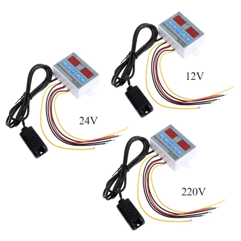 220 В 24 в 12 В 2 в 1 цифровой регулятор температуры и влажности Термостат с датчиком#0615