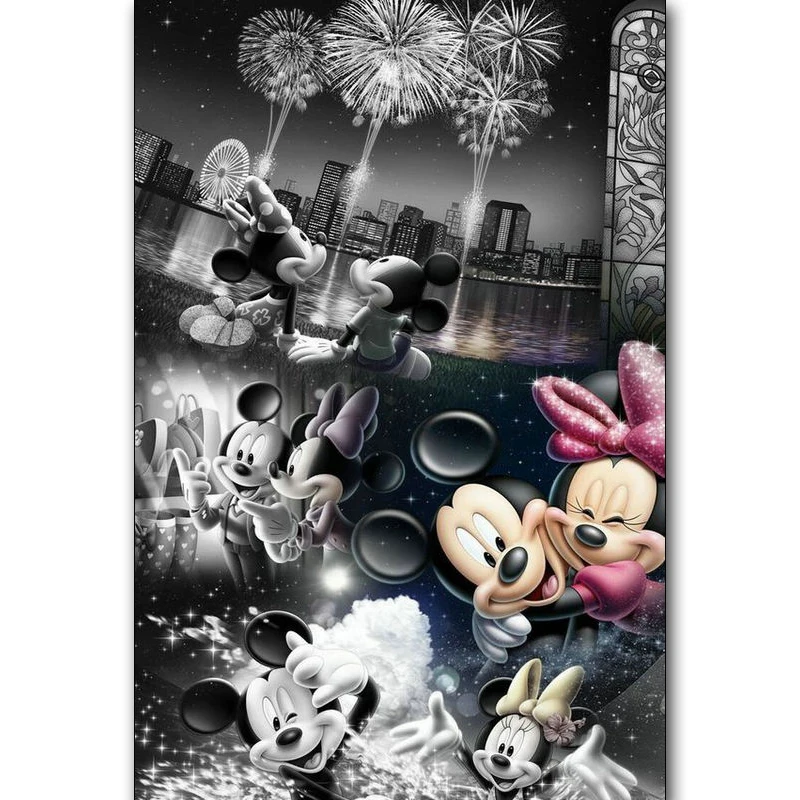 

DIY 5D Diamond Painting Disney Mickey couple Full drill Rhinestone Pasted Diamond Embroidery Cross Stitch New year fireworks