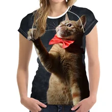 Noisydesigns Bonito do animal de Estimação Gato Verão impressão T shirt Ocasional Das Mulheres 3D Impressão de Manga Curta T-shirt Feminina de Fitness Tops k pop Tshirt(China)