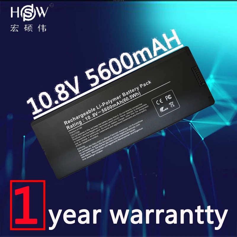 

HSW White AND black Battery for Apple MacBook 13" A1185 A1181 MA561 MA561FE/A MA561G/A MA254 MA255CH/A MA699B/A MB061X/A 60wh