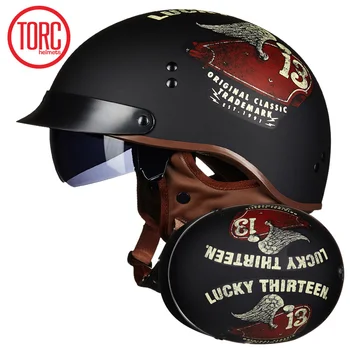 

TORC T55 vintage motorcycle helmet vespa vintage summer half helmet with inner visor jet retro capacete casque moto DOT