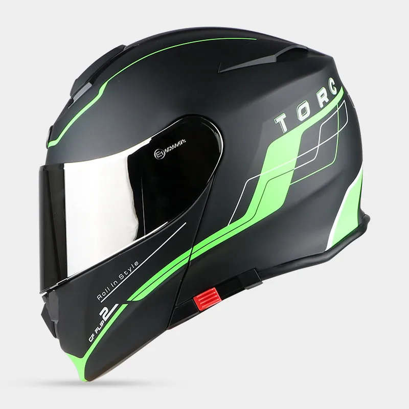 TORC moto rcycle шлем полный шлем флип-ап шлем мото rbike moto rcross capacete cascos para moto ECE гоночный шлем T271 - Цвет: GREEN NARROW