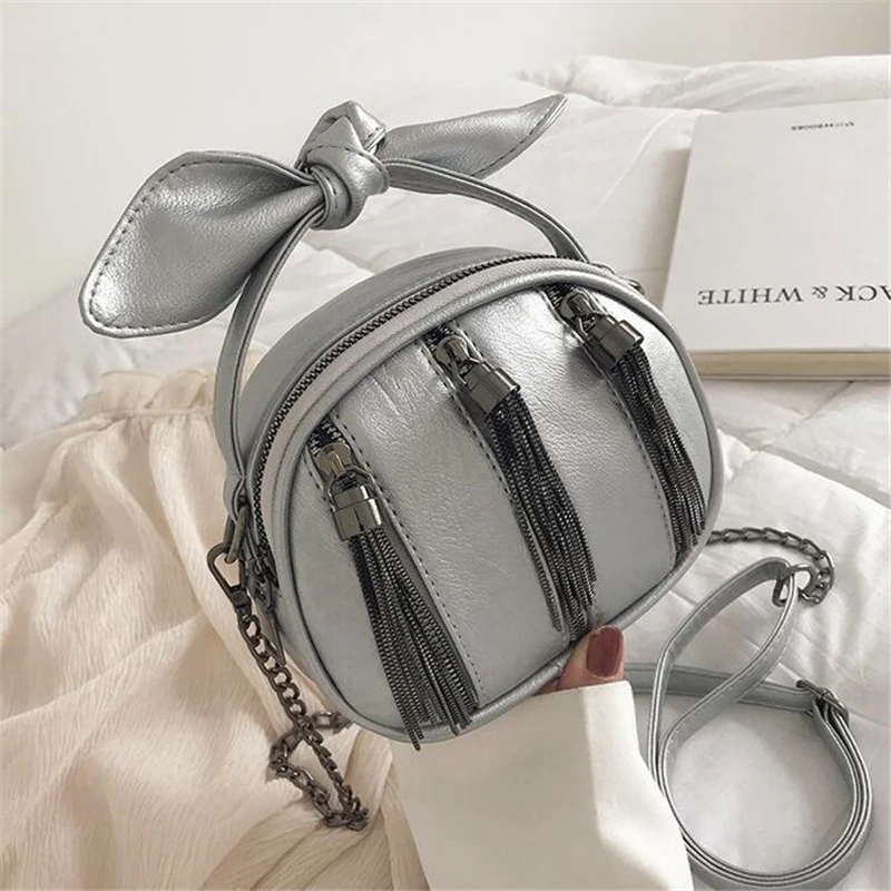 Gusure, трендовые сумки на плечо с бантом для женщин, качественные Сумки из искусственной кожи с металлической кисточкой, маленькие сумочки, Сумочка через плечо