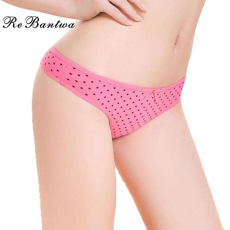 Rebantwa 5pcs Women Dot Sexy Bikini Panties Lot Cute G string Cotton Tanga Ladies Cheap Calcinha Stretch |